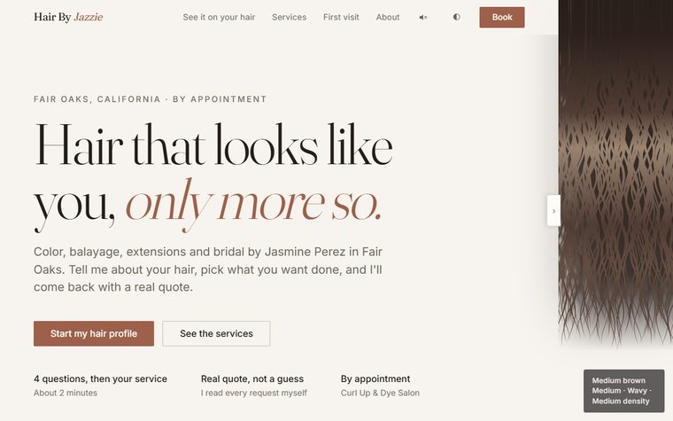 Hair by Jazzie website